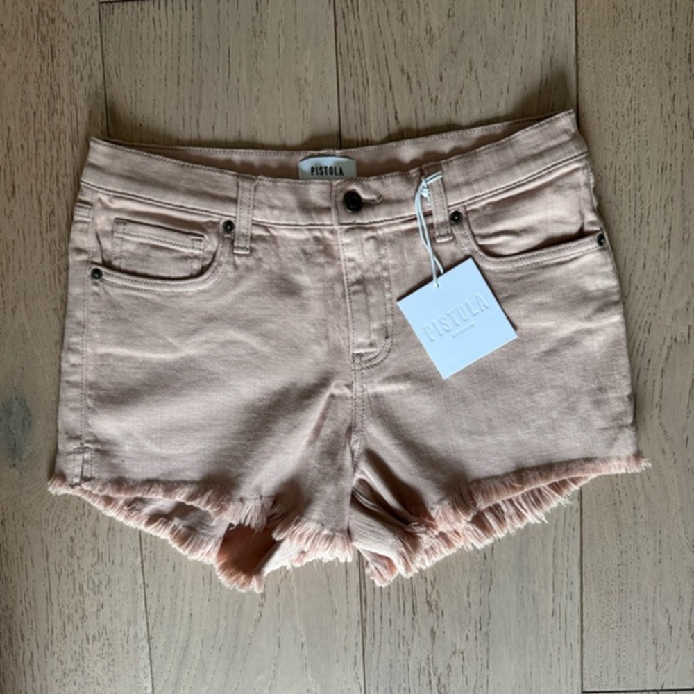 New Pistola Frayed Hem Shorts in Rose Whisper